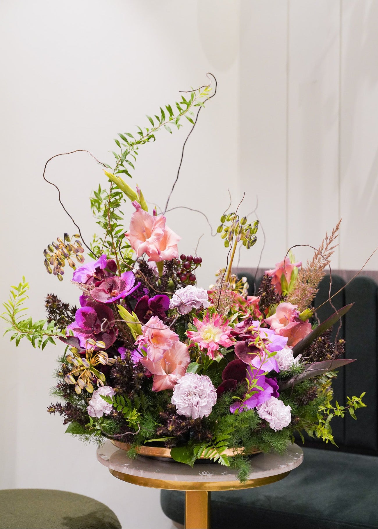 Gold Tray Flower Arrangement