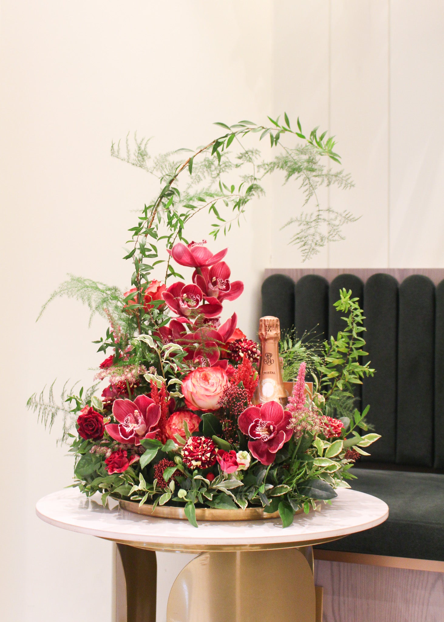 Gold Tray Flower Arrangement Gift