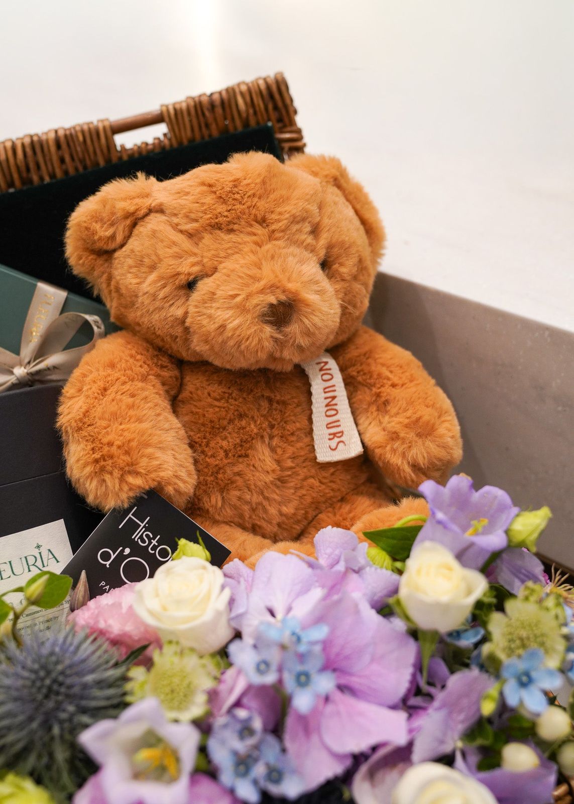 Fleuria Deluxe Gift Basket with Bear Blush Toy