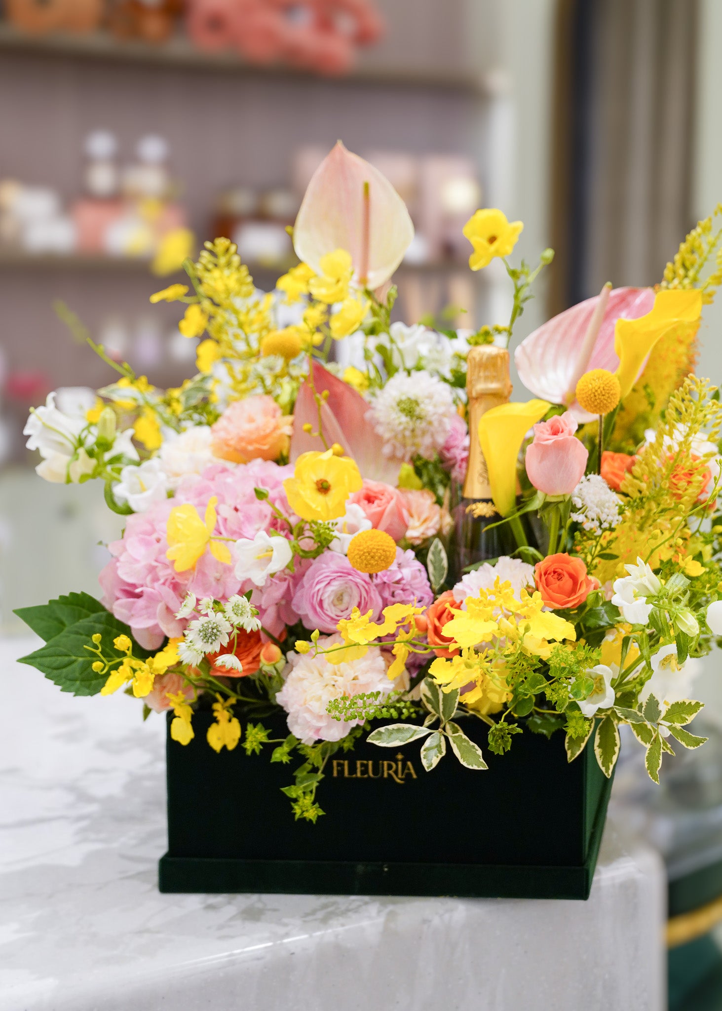 Fleuria Fresh Flower Box with Champagne