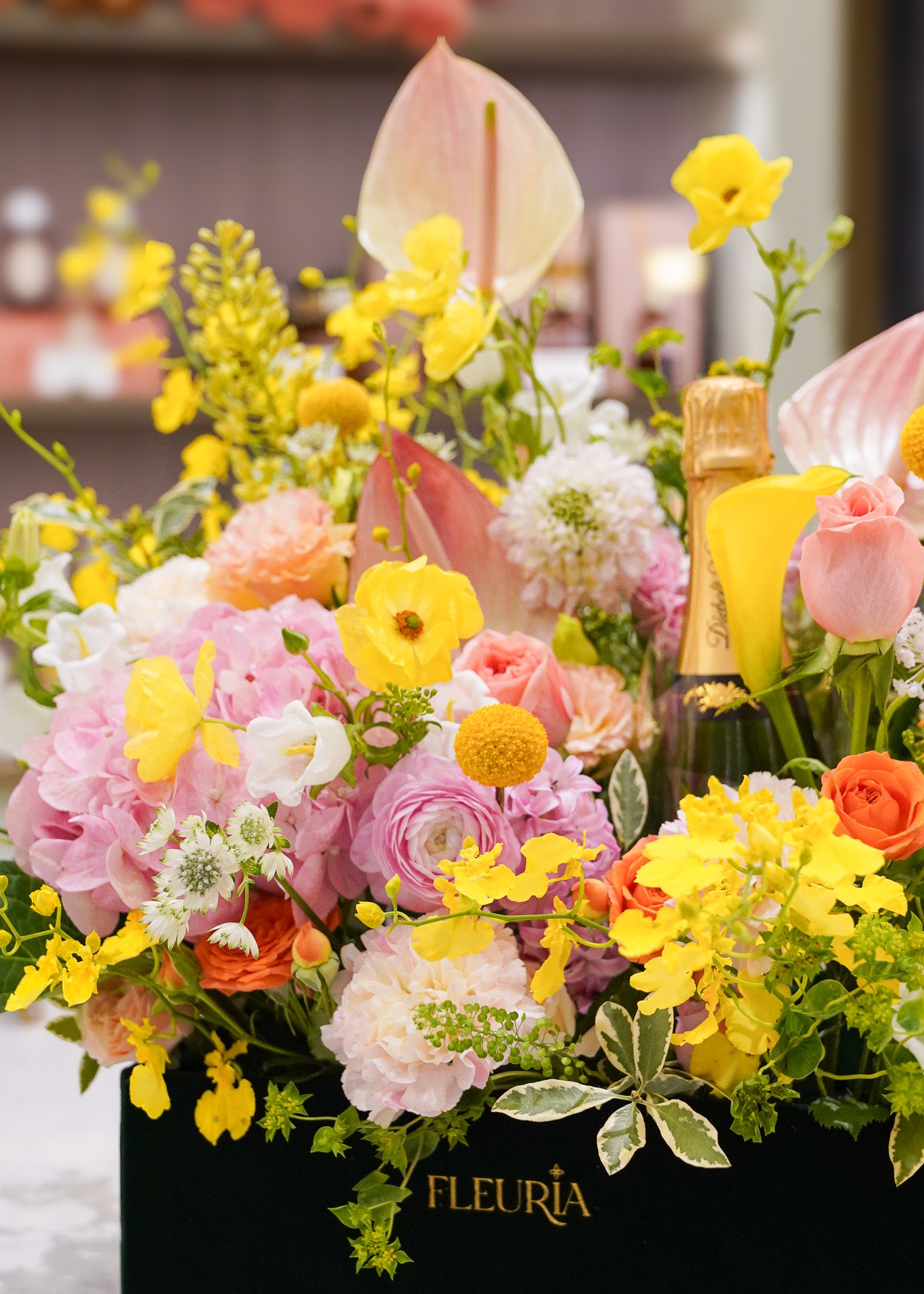 Fleuria Fresh Flower Box with Champagne