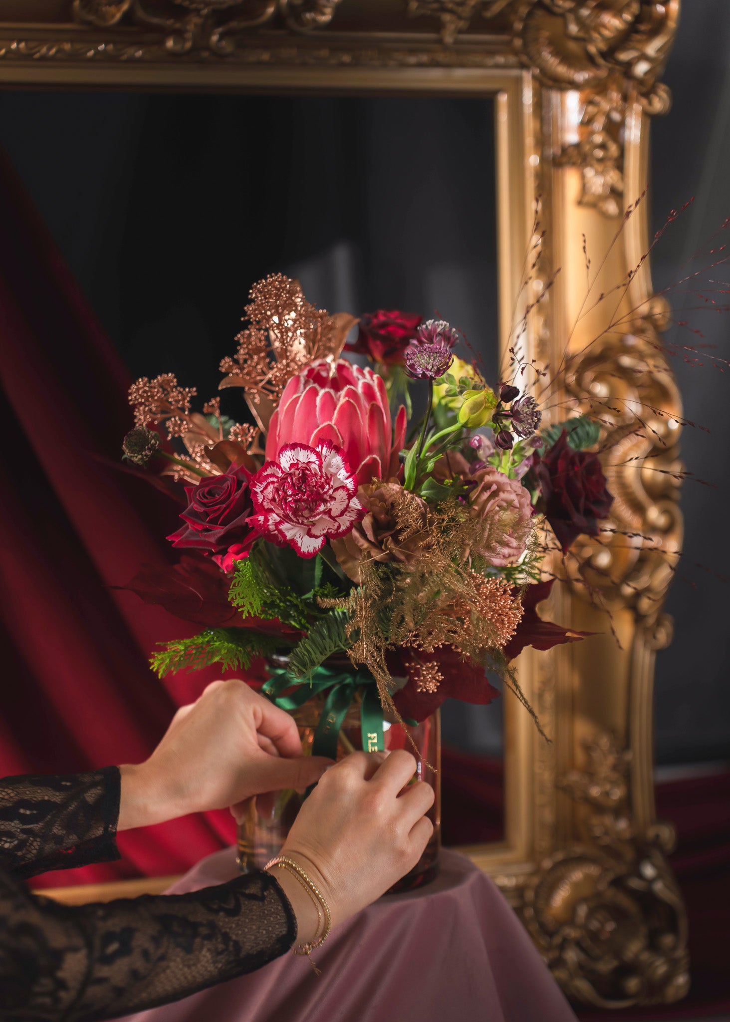 Merlot Christmas Bouquet in Vase