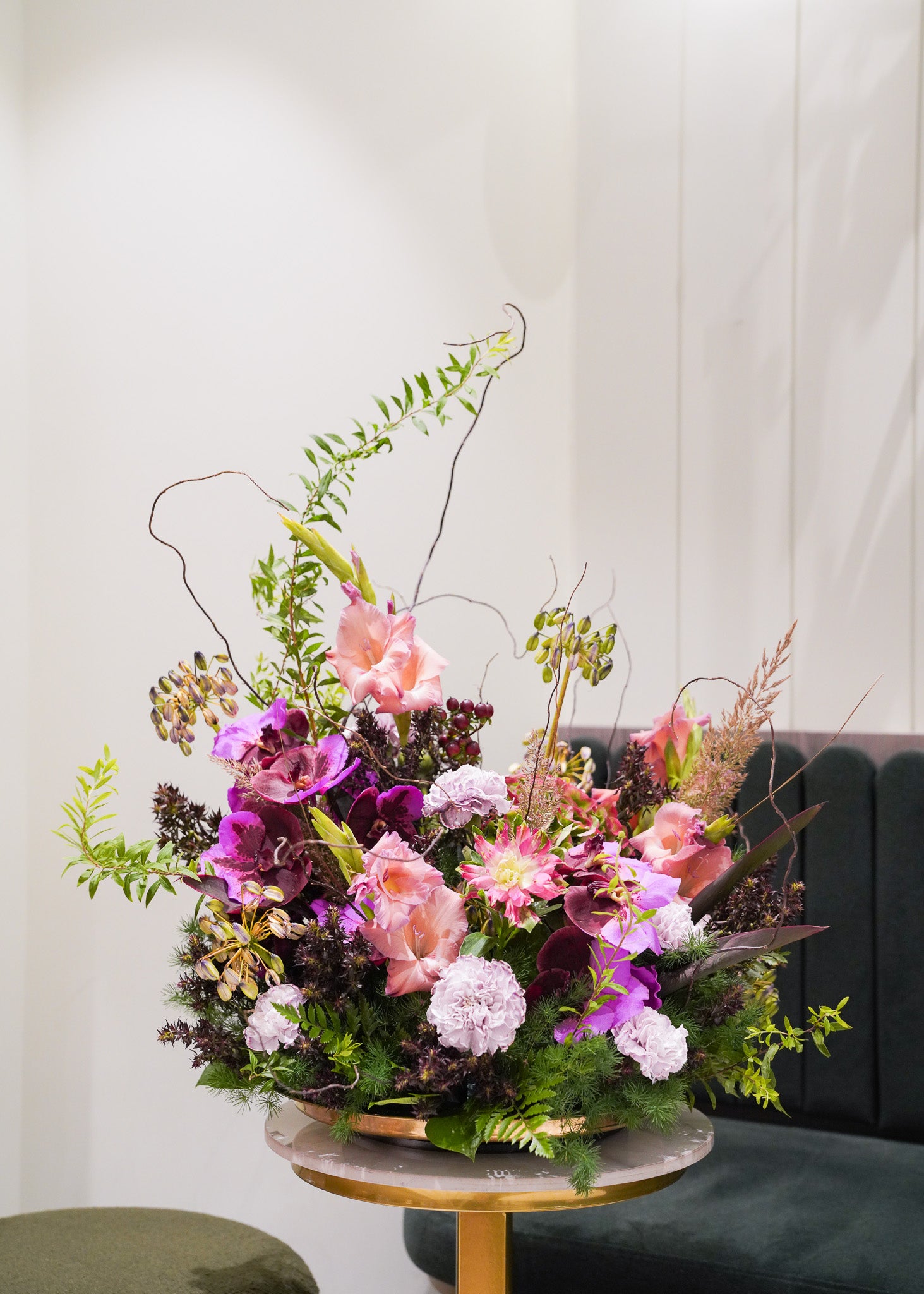 Gold Tray Flower Arrangement Gift