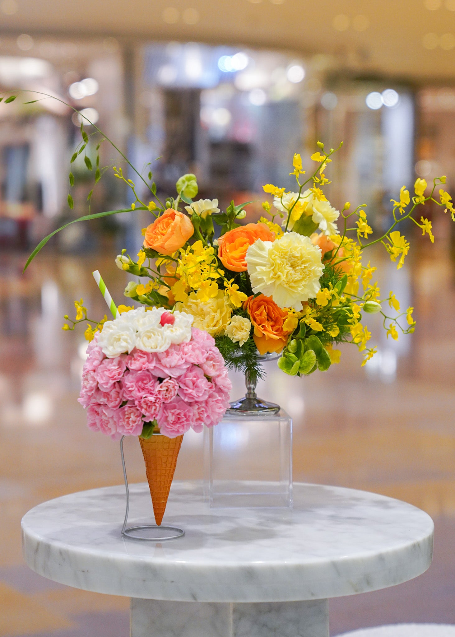 “Strawberry & Vanilla Gelato” Flower Arrangement